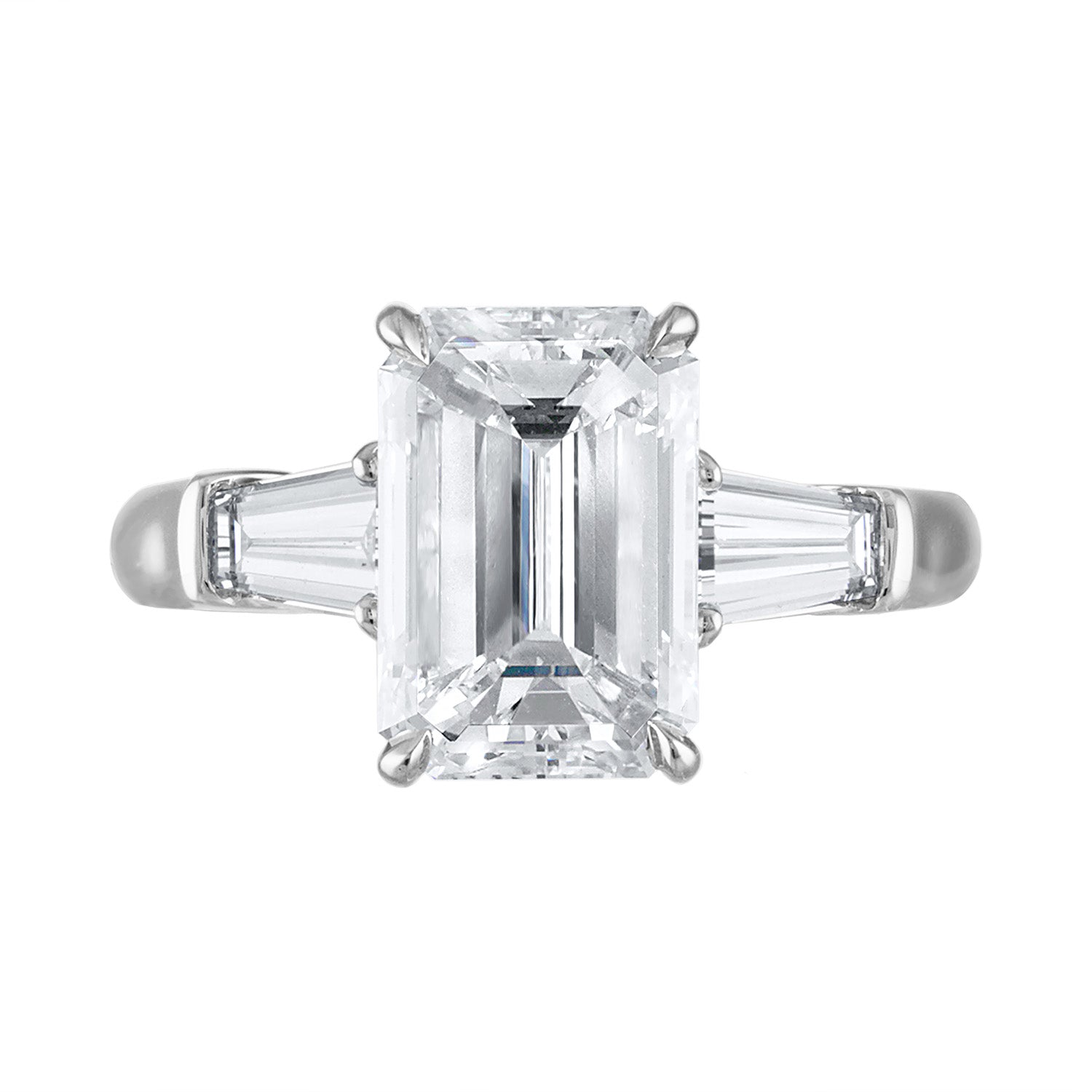 Three Stone Baguette Diamond Engagement Ring –