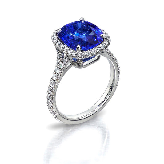 Blue Sapphire Pavé Ring