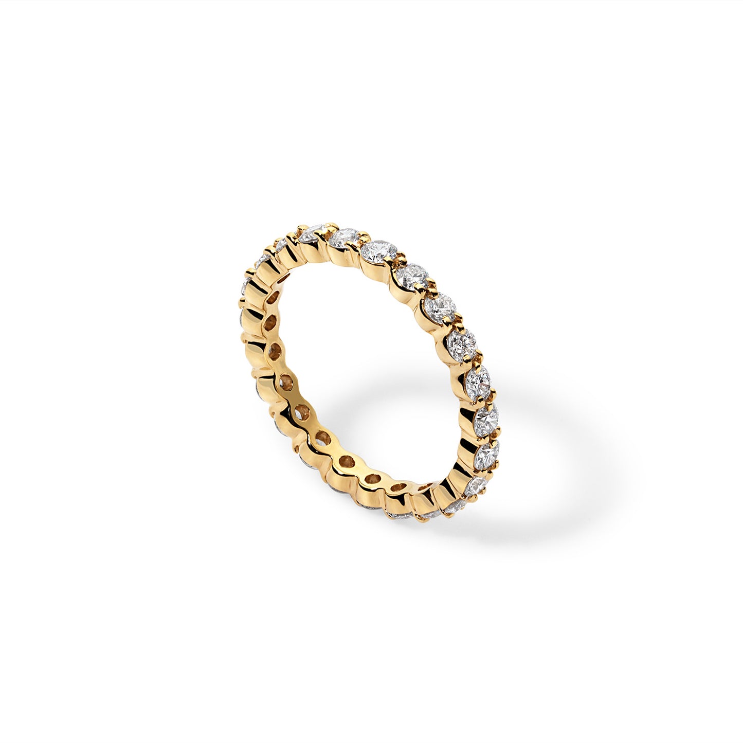 Gold stackable diamond eternity band from the Pretty Ring Collection by Jillian Abboud, offering versatility with multiple metal and stone options. Made to order in New York.